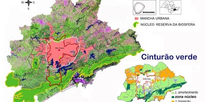 Kort over biosphere reserve i det grønne bælte af São Paulo