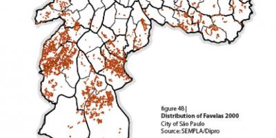 Kort over São Paulo favelaerne