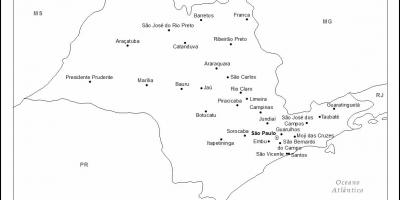Kort over São Paulo jomfru - vigtigste byer