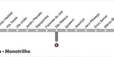 Kort over São Paulo metro - Linie 15 - Sølv