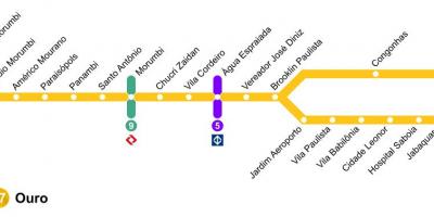 Kort over São Paulo monorail - Linje 17 - Guld