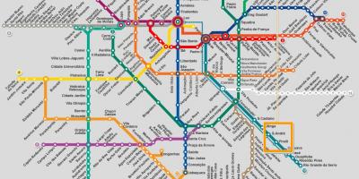 Kortet over São Paulo-netværk metro