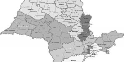 Kort over São Paulo sort og hvid